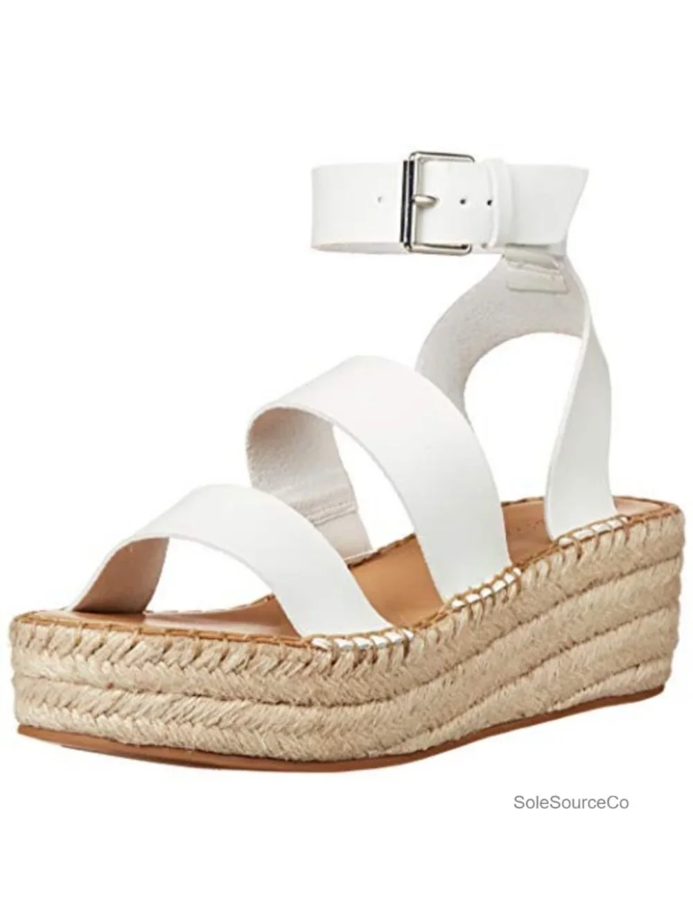 Women's Espadrille Wedge Sandal Faux Leather Ankle Strap Strappy Flatform